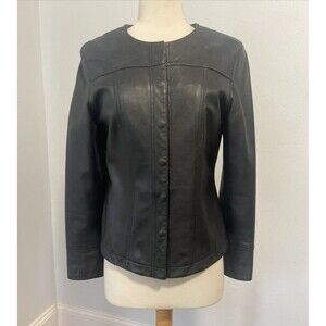 VTG i.e. Womens Y2K 90s‎ Retro Black 100% Leather Jacket PS